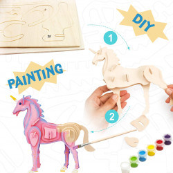 3D Wooden Puzzle & Paint Kit